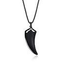 COAI Gift Ideas Unisex Surfer Necklace Multi-Chamfered Sharpener Pendant Wolf Tooth Pendant Made of Obsidian