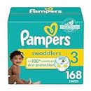 Pampers Diapers Size 3, 168 Count - Swaddlers Disposable Baby Diapers (Packaging & Prints May Vary)