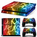 PS4 Console Skin +2 Controller Stickers Decal Skin Cover -Lightning Design