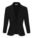 Hybrid & Company Womens Lightweight Casual Work Office Stretch Ponte Cardigan Blazer Jacket JK1131 Black Medium
