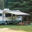 YESCAMP Motorized RV Awning Complete Kit Retractable Electric Camper Awning for RV,Trailers,5th Wheel,Toy Haulers,Motohome RV Trailer Awning for Camper or Home(14Ft,Black Frame,Black Stripe)