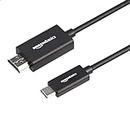Amazon Basics Premium Aluminum USB-C (Source) to HDMI (Display) Cable Adapter (Thunderbolt 3 Compatible) 4K@60Hz, 6-Foot, Black