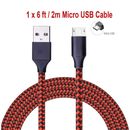 6FT For Samsung Galaxy S7 S6 Edge Note5 Note 4 Fast Charger Micro USB Cable Cord