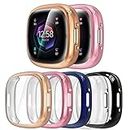 Bigqin 5Pack Soft Screen Protector Case Compatible with Fitbit Versa 4 / Fitbit Sense 2 Bumper Overall Protective Case Cover Replacement for Fitbit Versa 4 / Fitbit Sense 2