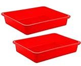 Kuber Industries Plastic 2 Pieces Small Size Stationary Office Tray, File Tray, Document Tray, Paper Tray A4 Documents/Papers/Letters/folders Holder Desk Organizer (Red)-CTKTC042802