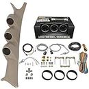 GlowShift Diesel Gauge Package Compatible with Ford Super Duty F-250 F-350 6.0L 7.3L Power Stroke 1999-2007 - Tinted 7 Color 60 PSI Boost, 1500F EGT & Transmission Temp Gauges - Tan Triple Pillar Pod