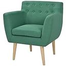 vidaXL Green Fabric Armchair with Wooden Frame – Comfy Living Room and Bedroom Seat – Modern Design, Simple Assembly Required