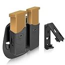 Universal Double Magazine Holster Mags Pouch, 9MM/.40 Cal Dual Stack Mags, Double Stack Mag Holder Fits Glock Beretta H&K Ruger S&W Taurus CZ Walther Sig Colt HS,Springfield Browning CANIK
