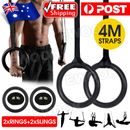 Gymnastic Rings Pair Gym Hoop Crossfit Exercise Fitness Home Ab Workout Dip New