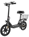 Gotrax Flex Electric Scooter with Seat for Adult Commuter,16 Miles Range&15.5Mph Power by 400W Motor, Foldable Scooter with 14" Pneumatic Tire& 9”Comfortable Wider Deck, EBike with Carry Basket Black
