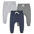 Gerber Baby Boys' Toddler 3-Pack Jogger Pants, Navy/Gray, 12 Months