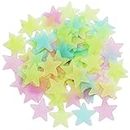 100Pcs Stars Glow in The Dark Luminous Fluorescent Plastic Wall Stickers Full Colour 3cm
