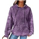 Black of Friday Specials Womens Fashion Waffle Knit Hoodies Floral Print Hooded Sweatshirts Loose Long Sleeve Pullover Tops with Pocket Senior Discounts On Prime Membership Fees