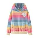 WELAKEN Unicorn Sweatshirts for Girls Toddler & Kids II Little Girl's Pullover Tops Sweaters & Hoodies, A-rainbow, 6-7 Years