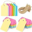 HAKACC 200PCS Colourful Gift Tags with String, Small Paper Tags Decorative Hanging Labels 10 Assorted Colours for Gift Box Wedding Name Tags