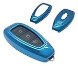 100% high quality ABS plastica dura portachiavi lucido protettiva custodia per Ford S-Max/B/C- max max/Focus/Mondeo/Kuga/Fiesta Fusion ST 3 Button Remote KEYLESS Smart Key Fob (blu)