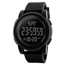 Shocknshop Simple Sport Digital Rubber Men's Military Watch Electronic Led Time Wrist Watch (Black Dial Black Colored Strap)