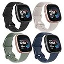 Tobfit Silicone Bands Compatible with Fitbit Versa 4 Bands / Fitbit Versa 3 Bands / Sense 2 Bands / Fitbit Sense Watch Bands for Women Men, Soft Sport Wristbands Replacement Straps (4 Pack) Small,