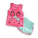 HUMPU Summer Baby Girls Clothes Set 100% Cotton Kids Clothes Vest Tops and Shorts 2 PCS Set For Princess Kids (Pink Color) Size-12-18 Month