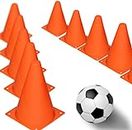 Novelty Place Multipurpose Training Cones (Set of 12), Soft & Durable Traffic Cone for Safety, Agility, Soccer, Football & Other Activities - Neon Orange 7 Inch