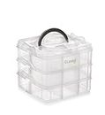 Clazkit Jewellery Organisers Plastic 3 layer 18 Grid Square Portable Transparent Storage Detachable Box Organizer Case for jewelry sewing button earrings Hair (Transparent)