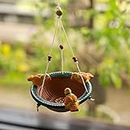 ExclusiveLane Terracotta Handpainted Bird Feeder - Backyard Bird Feeder Hanging for Balcony Décor Outdoor Garden Decoration