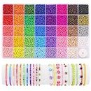 39 Colors 3mm Beads, Funtopia 9600pcs Glass Seed Beads for Bracelets Making, Friendship Jewelry Making Kit with Colorful Small Beads and Elastic String, DIY Art Craft Gifts for Birthdays, Parties, Christmas
