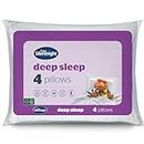 Silentnight Deep Sleep Pillows 4 Pack - Medium Support Bed Pillows for Side, Front, Stomach and Back Sleepers Comfortable - Machine Washable and Hypoallergenic - Pack of 4, White