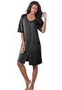 Dreams & Co. Women's Plus Size Short French Terry Zip-Front Robe - 1X, Black