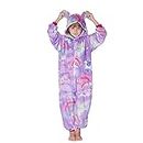 Soft Hooded Onesies Pajamas Costume, Halloween Pajamas Gifts for Girls, Purple Unicorn, 9-10 Years