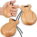 Motionchic 2 Pack Spanish Castanets Flamenco Castanets with String Traditional Wood Hand Percussion Castanets for Adults Kids Music Instrument Spain Souvenir Gift,1 Pair(Natural)