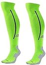 Just Care Cotton Men's Solid Knee Length Socks for Hockey/Soccer (Green With Black)