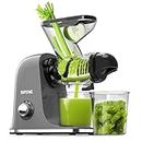 SiFENE Cold Press Juicer Machine, Compact, Quiet, Easy to Clean Slow Masticating Juicer with Dual Feed Chute, High Yield Juice Maker for Fruits and Vegetables, No Clogging, Grey