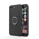 Glaslux Armor Shockproof Soft TPU and Hard PC Back Cover Case with Ring Holder for iPhone 7 Plus - Armor Black