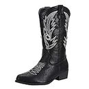 SheSole Women's Winter Western Cowgirl Cowboy Boots Wide Calf Pointed Toe Black US 6