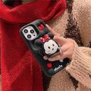 Case Creation for iPhone 11 Minnie 3D Cartoon Phone Case,Full Protective Telescopic Holder Minnie Mouse Back Case Beautiful Cute Soft Silicone Stylish Fashion Aesthetic Cover for Apple iPhone 11