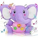 Aiduy Baby Toys 6 to 12 Months - 6 Months Old Plush Elephant Baby Toy Musical Infant Toys - Babies Light Up Toys for 1 Year Old Boy & Girl Newborn Baby Gift 0 3 6 9 12 Months