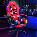 ALFORDSON Gaming Office Chair with 12 RGB LED Lights & 8 Point Massager, PU Leather Racing Computer Chair with Lumbar Support Footrest High Back, Ergonomic Executive Desk Chair for Office Gamer Red