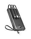 VEEKTOMX Power Bank with Built in Cables, 20000mAh Huge Capacity Portable Charger with 5 Output and LED Display, External Battery Compatible with iPhone/iPad/Samsung and Other Smart Devices for Travel