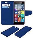 ACM Mobile Leather Flip Flap Wallet Case Compatible with Microsoft Lumia 640 XL Mobile Cover Blue