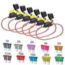 Youngneer 12 Gauge in Line Fuse Holder ATC/ATO 6 Pcs Waterproof Inline Automotive Blade Fuse Holder with 55PCS Standard Car Fuses 1A 2A 3A 4A 5A 7.5A 10A 15A 20A 25A 30A Automotive Replacement Fuses