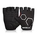 Vector X VX-300 Gym Fitness Fingerless Gloves for Sports Practice (Medium Size) (Black)