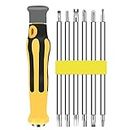 Meshiv Dual Side 6 in 1 Mini Screwdriver Toolkit with S2 Steel Bits, 2 sides - Total 12 types Repair Tool Kit for Laptop, Smartphone, Phone, Camera and Other Etc. (12 in 1 Mini Screwdriver)