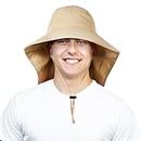 GUSTAVE® Bucket Hat for Women Fashion Wide Brim Hat UPF 50+ Sun Cap Neck Flap Design & Adjustable Windproof Chin Strap Sun Hat Unisex Sun Hat Breathable Sun Hat for Hiking, Fishing Yellow