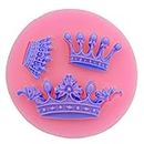 7horse Mini King Queen Crown Set Silicone Chocolate Fondant Candy Mold High Definition Quality Cupcake DIY Topper Cake Decoration Birthday Party Tool for Sugarcraft, Pastry, Polymer Clay Crafting