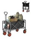 IFOKER Beach Cart Large Capacity, Heavy Duty Folding Wagon Portable,Collapsible Wagon for Sports, Shopping, Camping