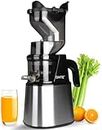 Cold Press Juicer Machines: 300W Stainless Steel 5.1" (130mm) Large Feed Chute Slow Masticating Juicer Machines, Electric Masticating Juicer for Vegetable and Fruit, Easy to Clean with Brush