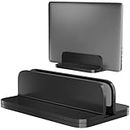 ELV Direct Tabletop Vertical Laptop Stand Holder, Desktop Aluminum Lapdesk Laptop Stand with Adjustable Dock Size, Fits All Laptops - Up to 17.3 inches(43.9cm), Black, VERTCL-Lap-STD-SML