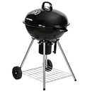 George Foreman Portable Charcoal BBQ Round Kettle 47 cm, Adjustable Vent, Integrated Thermometer, Charcoal Barbecue, Stand & 2 Wheels with Chrome Grill, GFKTBBQ, 60x51x88