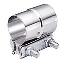 Evil Energy 2.0 Inch Lap Joint Exhaust Band Clamp Preformed 304 Stainless Steel for 2.0" OD to 2.0" ID Exhaust Pipe Connection